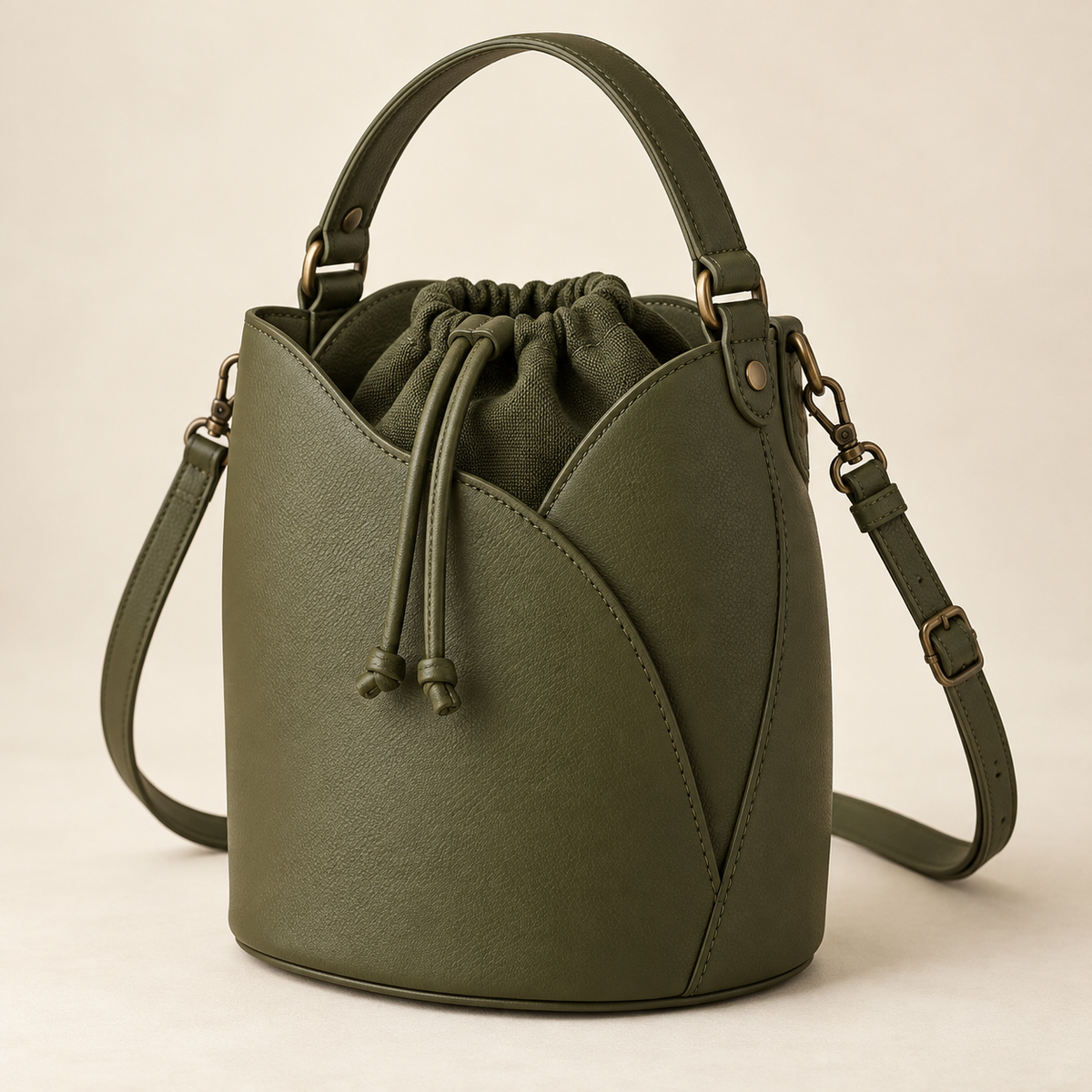 Petal Panel Bucket Bag with Drawstring