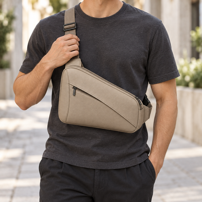 Diagonal Panel Sling Bag for Outings